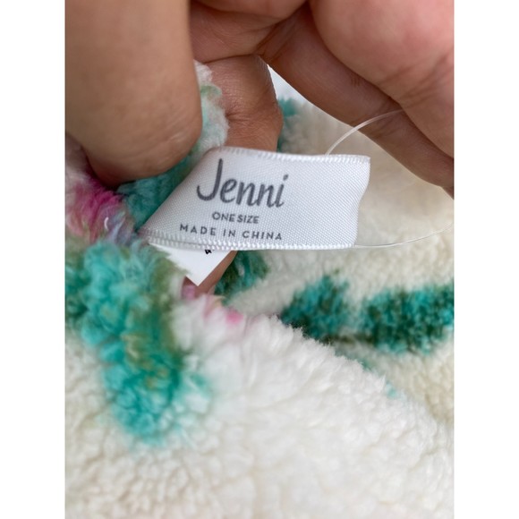 Jenni NWT Twisted Floral Print Sherpa Cowl Faux Fur Scarf White Multi OS New - Picture 5 of 7